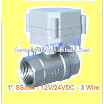 1'' 3 fils, commutateur 2 voies valve robinet à tournant sphérique motorisée DC12/24V contrôle SS304 BSP/NPT fil électrique vanne pour filtre à eau